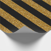 Glamour-schwarze Streifen mit dem GoldGlitzer Geschenkpapier (Ecke)
