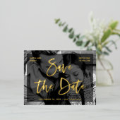 Glamour Script | Overlay und Foto Save the Date Folie Einladungspostkarte (Stehend vorne)