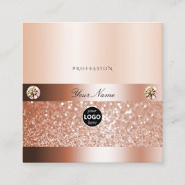Glamour Shimmery Rosegold Sparkle Glitzer Logo Quadratische Visitenkarte