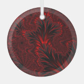 Glamour Shiny Red Fraktal Blätter Suncatcher Ornament Aus Glas (Vorderseite)