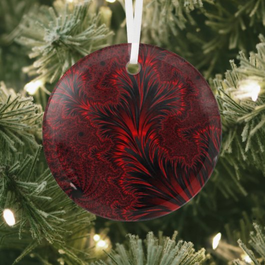 Glamour Shiny Red Fraktal Blätter Suncatcher Ornament Aus Glas (InSitu)