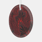 Glamour Shiny Red Fraktal Blätter Suncatcher Ornament Aus Glas (Vorderseite links)