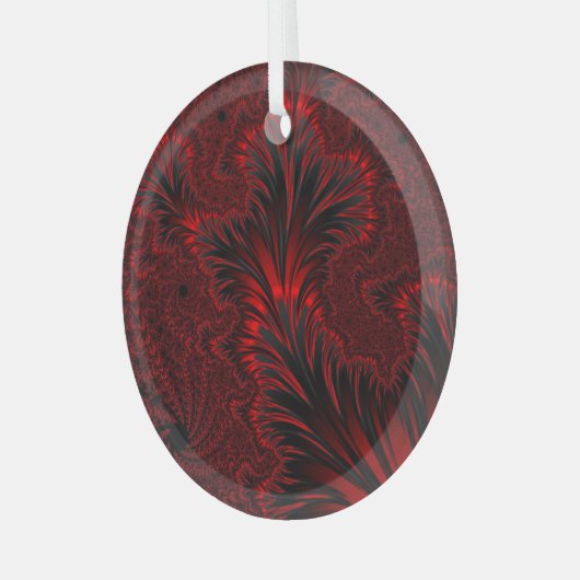 Glamour Shiny Red Fraktal Blätter Suncatcher Ornament Aus Glas (Vorderseite links)