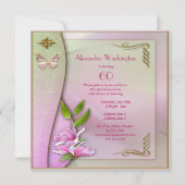 Glamour Shoes Magnolia & Butterfly 60. Geburtstag Einladung (Rückseite)