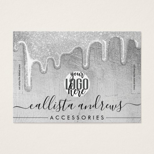 Glamour Silber Dick Glitzer Tropfen Logo-Armband (Vorderseite)