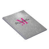 Glamour silberne Glitzer Monogramm Spiralheft Notizblock (Rechte Seite)