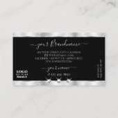 Glamour Silver Black Sparkling Diamonds Add Logo Visitenkarte (Rückseite)