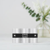 Glamour Silver Black Sparkling Diamonds Add Logo Visitenkarte (Stehend Vorderseite)