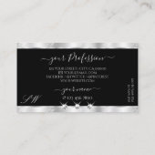 Glamour Silver Black Sparkling Diamonds Initialen Visitenkarte (Rückseite)
