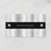 Glamour Silver Black Sparkling Diamonds Initialen Visitenkarte (Vorderseite)