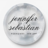 Glamour Silver Bokeh Light Monogramm Hochzeit Pappteller (Vorderseite)