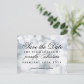 Glamour Silver Bokeh Light Wedding Postkarte (Stehend Vorderseite)
