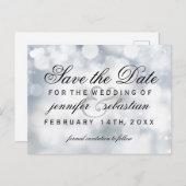 Glamour Silver Bokeh Light Wedding Postkarte (Vorne/Hinten)
