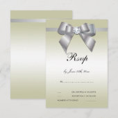 Glamour Silver Bow & Ribbon RSVP Karte (Vorne/Hinten)