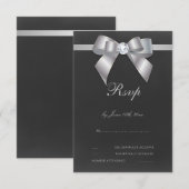 Glamour Silver Bow & Ribbon RSVP Karte (Vorne/Hinten)