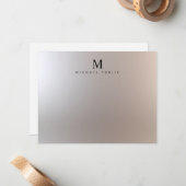 Glamour Silver Custom Modern Elegante Monogram Mitteilungskarte (Vorderseite/Rückseite Beispiel)