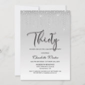 Glamour Silver Diamonds 30. Geburtstag Party Einladung (Vorderseite)