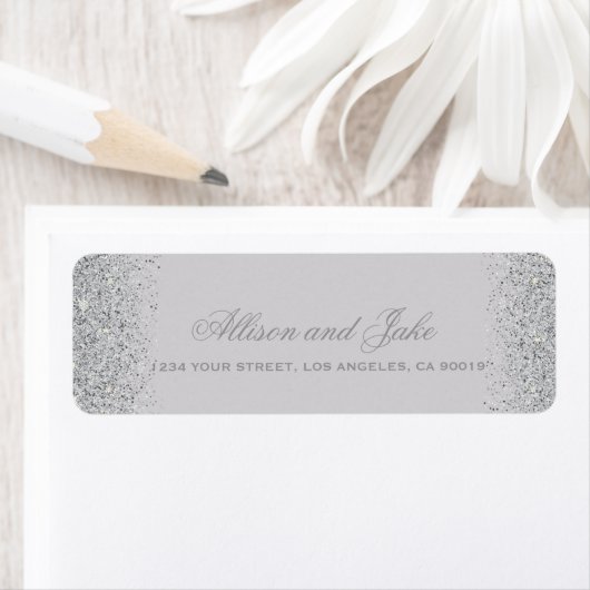 Glamour Silver Glitzer Address Labels (Insitu)