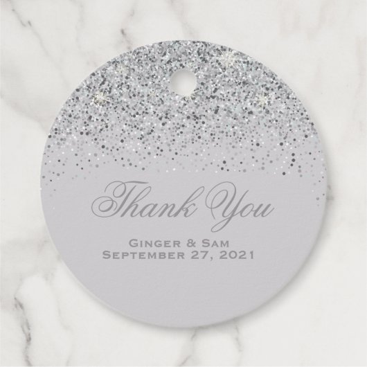 Glamour Silver Glitzer Geschenkanhänger (Rückseite)