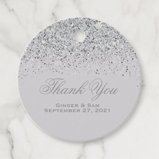 Glamour Silver Glitzer Geschenkanhänger (Vorderseite)