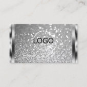 Glamour Silver Glitzer Luminous Sparkle und Logo Visitenkarte (Vorderseite)