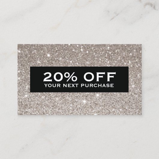 Glamour Silver Glitzer Moderne Beauty Coupon Card (Vorderseite)