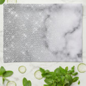 Glamour Silver Glitzer White Marble Ombre Geschirrtuch (Gefaltet)