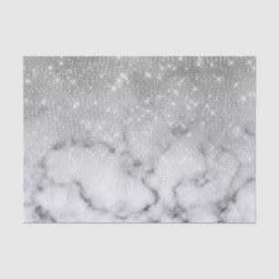 Glamour Silver Glitzer White Marble Ombre Seidenpapier