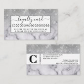 Glamour Silver Glitzer White Marble Ombre Treuekarte (Vorne/Hinten)