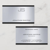 Glamour Silver Gracful Modernes Monogramm Schlicht Visitenkarte (Vorne/Hinten)