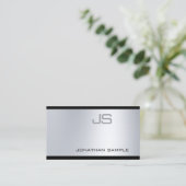 Glamour Silver Gracful Modernes Monogramm Schlicht Visitenkarte (Stehend Vorderseite)
