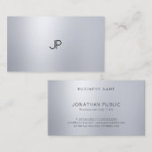 Glamour Silver Look Elegant Modernes Monogramm Visitenkarte (Vorne/Hinten)