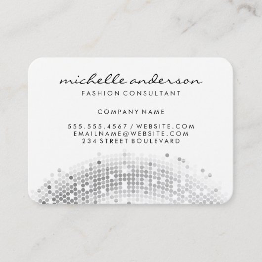 Glamour Silver Sequin White Gray Visitenkarte (Vorderseite)