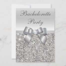 Glamour Silver Sequins Bow Junggeselinnen-Abschied Einladung
