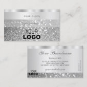 Glamour Silver Sparkling Glitzer Add Logo Luxus Visitenkarte (Vorne/Hinten)
