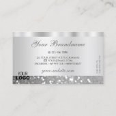 Glamour Silver Sparkling Glitzer Add Logo Luxus Visitenkarte (Rückseite)