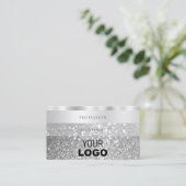 Glamour Silver Sparkling Glitzer Add Logo Luxus Visitenkarte (Stehend Vorderseite)