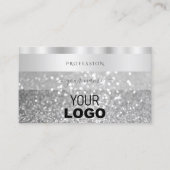Glamour Silver Sparkling Glitzer Add Logo Luxus Visitenkarte (Vorderseite)