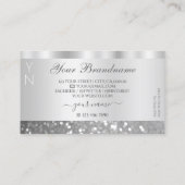Glamour Silver Sparkling Glitzer Monogram Luxus Visitenkarte (Rückseite)