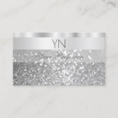 Glamour Silver Sparkling Glitzer Monogram Luxus Visitenkarte (Vorderseite)