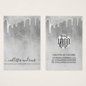 Glamour Silver Thick Glitzer Tropfen Logo Oog (Vorne & Hinten)