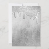 Glamour Silver Thick Glitzer Tropfen Quinceañera Einladung (Rückseite)