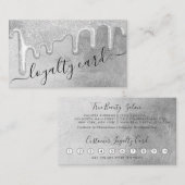 Glamour Silver Thick Glitzer Tropfens Loyalität Treuekarte (Vorne/Hinten)