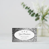 Glamour Silver White Sparkor Glitzer Diamonds Visitenkarte (Stehend Vorderseite)