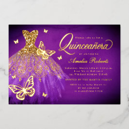 Glamour Sparkeil Butterfly Quinceanera Folieneinladung