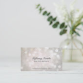 Glamour Sparkle White Bokeh Chic Business Card Visitenkarte (Stehend Vorderseite)