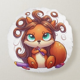 Glamour Squirrel Hair Day Rundes Kissen