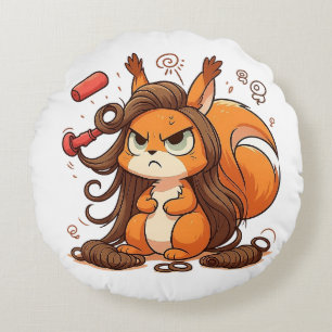 Glamour Squirrel Hair Day Rundes Kissen