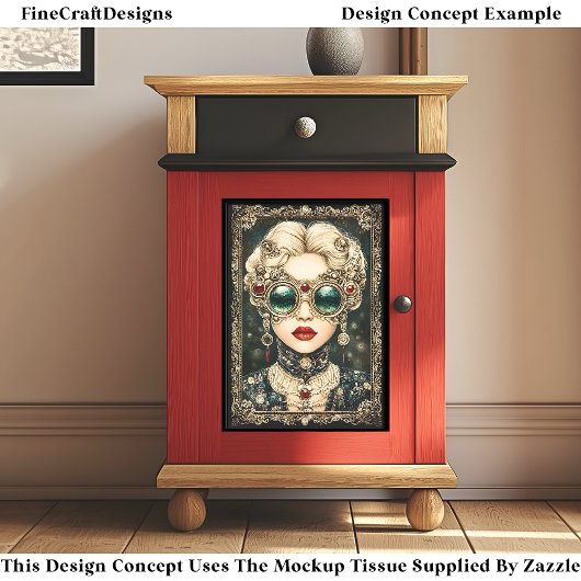 Glamour Steampunk Woman, Verziert BY8 Decoupage Seidenpapier