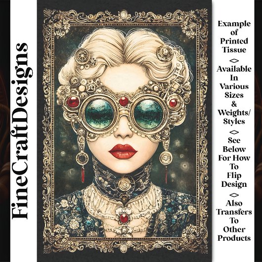 Glamour Steampunk Woman, Verziert BY8 Decoupage Seidenpapier